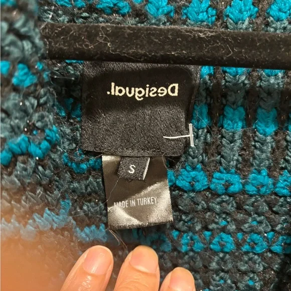 Desigual Teal and Black Knit Sweater - Picture 9 of 9